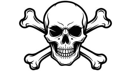 Fototapeta premium Iconic black and white skull and crossbones warning symbol illustration