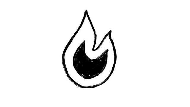 Animated Fire Scribble, Flame, Hand Drawn Spark, Heat, Energy, Burn, Blaze, Ignite, Doodle Motion on White Background, Video Marker Texture Element