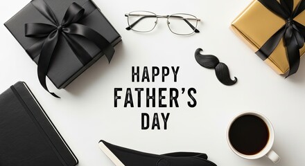 Naklejka premium Happy father's day gifts coffee accessories for the best dad