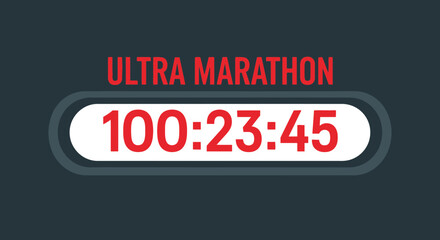 Fototapeta premium Ultra Marathon Time Display, Featuring Intense Running Race Numerical Data Presentation