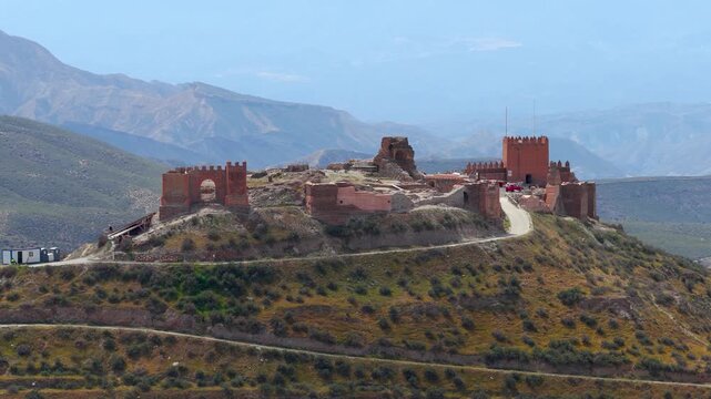 Castle in Tabernas, Spain (Castillo de Tabernas) Aerial view by drone