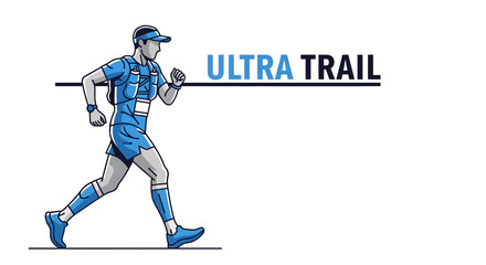 Fototapeta premium Ultra Trail Runner In Full Stride Demonstrating Athleticism And Endurance Against White Background