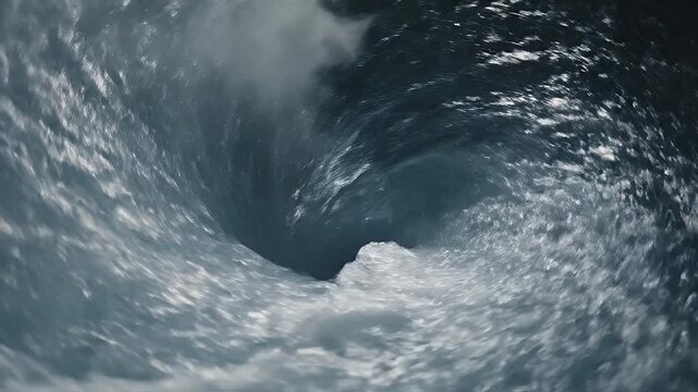 Water Vortex Close-up - This video shows a mesmerizing close-up of a powerful water vortex, with swirling patterns and a dark central core.
