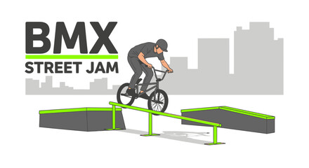 Naklejka premium Urban Bmx Street Jam Competition Dynamic Action