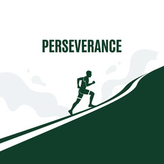 Fototapeta premium Uphill Runner Embodiment of Perseverance Reaching For Aspirational Goals and Success in Life