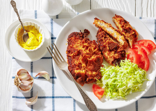 Traditional Polish gluten free pork kotlet schabowy
