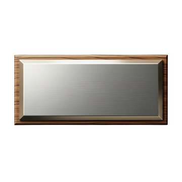 A silver plaque with a wooden frame isolated on transparent background
