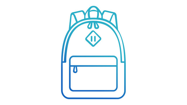 Blue gradient backpack line icon vector illustration. Minimalist school bag and travel rucksack design. Scalable flat graphic for education, hiking, lifestyle, and fashion accessories.