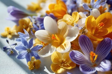 Fototapeta premium Spring crocus bouquet close-up