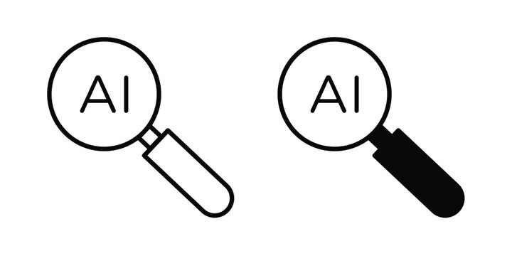 AI search icon symbol collection, Stroke and flat icons
