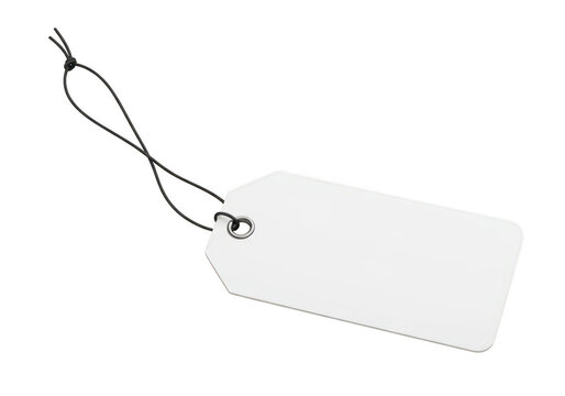 A white tag with a string isolated on transparent background