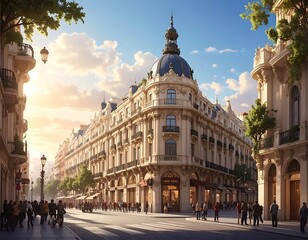 Obraz premium European street building