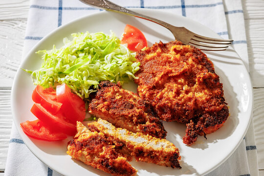 Traditional Polish gluten free pork kotlet schabowy