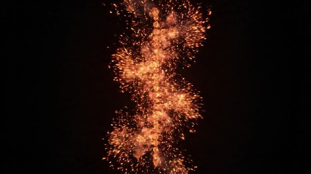 Fiery DNA Helix Structure Exploding into Sparks and Particles.