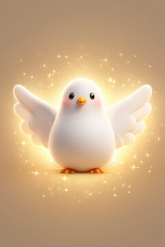 ave, animal, pascua, huevos, beb&eacute;, aislada, blanco, ilustraci&oacute;n, vector, miniatura, blando, ave de corral, dibujos animados, vacaciones, chistoso, espiritu, espiritu santo, religion, religioso