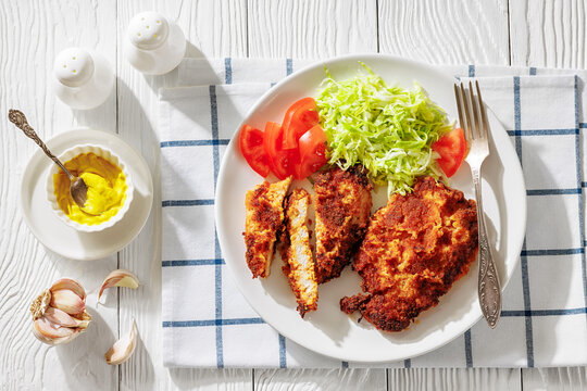 Traditional Polish gluten free pork kotlet schabowy