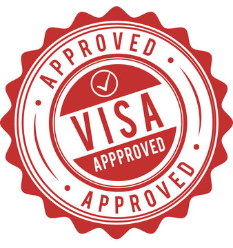 Approved Visa Stamp Vector  in Red Circle with Tick mark