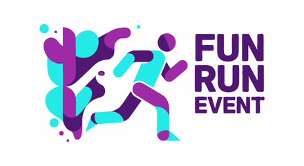 Obraz premium Vibrant Fun Run Event Graphic With Stylized Runner And Bold Text