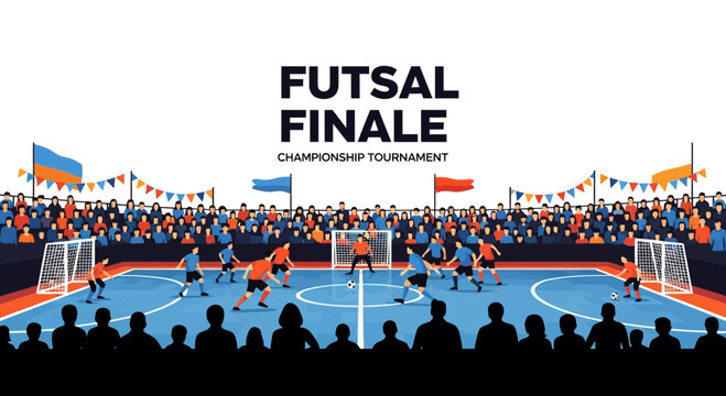 Vibrant Futsal Finale Illustration Capturing Championship Tournament Action for Sports Enthusiasts
