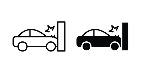 Fototapeta premium Car crash icon symbol collection, Stroke and flat icons