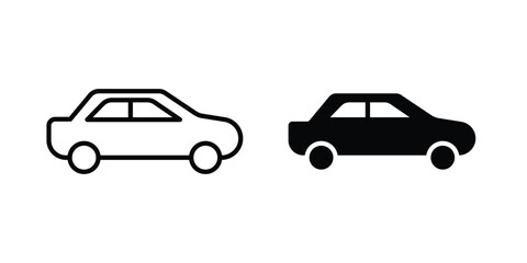 Fototapeta premium Car icon symbol collection, Stroke and flat icons