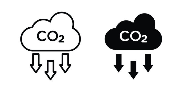 carbon reduction icon symbol collection, Stroke and flat icons