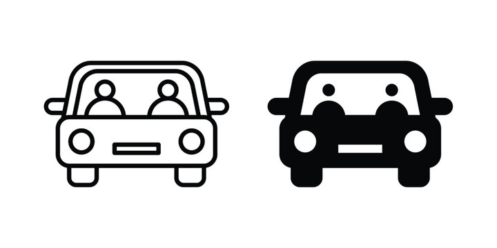 Carpool share icon symbol collection, Stroke and flat icons