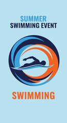 Obraz premium Vibrant Swimming Event Poster Showcasing Summer Recreation and Aquatic Sports Activities