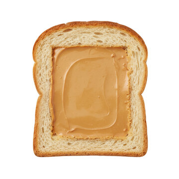 Toasted sandwich with crusts cut off and peanut butter filling visible isolated on transparent background