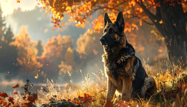 Dog in autumn forest (1)