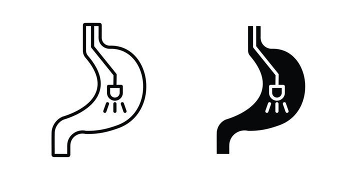 Endoscopy icon symbol collection, Stroke and flat icons