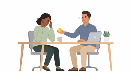 Fototapeta premium Promoting inclusive workspaces for individuals with invisible disabilities office setting illustration supportive environment empathetic viewpoint