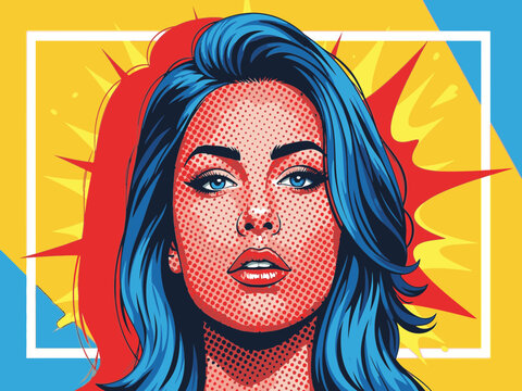 Blue-Haired Bombshell Pop Art vector