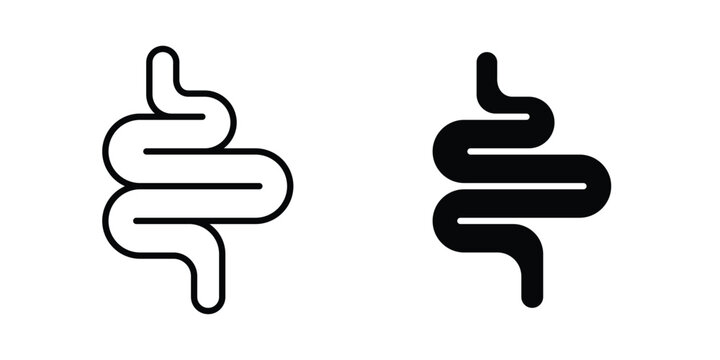 Gut constipation icon symbol collection, Stroke and flat icons