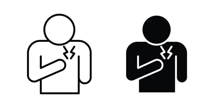 Heart attack icon symbol collection, Stroke and flat icons