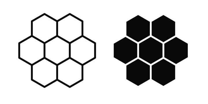 Honeycomb icon symbol collection, Stroke and flat icons