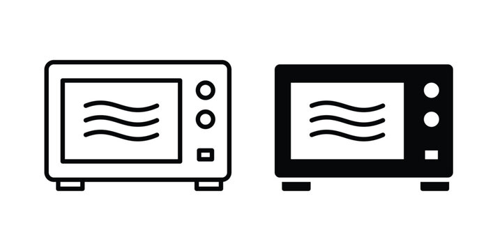 Microwave oven icon symbol collection, Stroke and flat icons