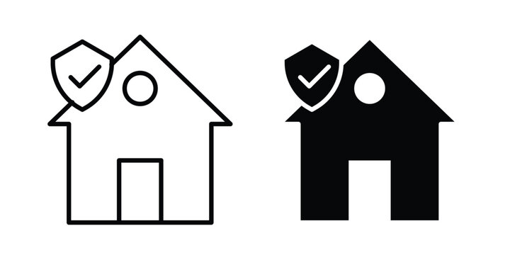Safe home icon symbol collection, Stroke and flat icons