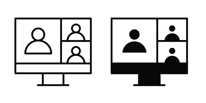 Webinar icon symbol collection, Stroke and flat icons