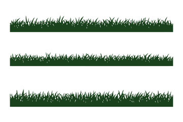 Naklejka premium Black grass silhouette border set, meadow lawn field elements, nature landscape greenery horizontal fringe, cad drawing flat vector illustration. grass icon set. Easter spring grass. EPS 10. 