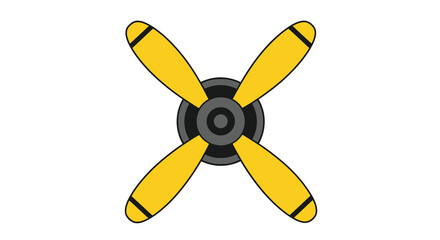 Simple illustration of a four bladed airplane propeller against a white background © msunny93