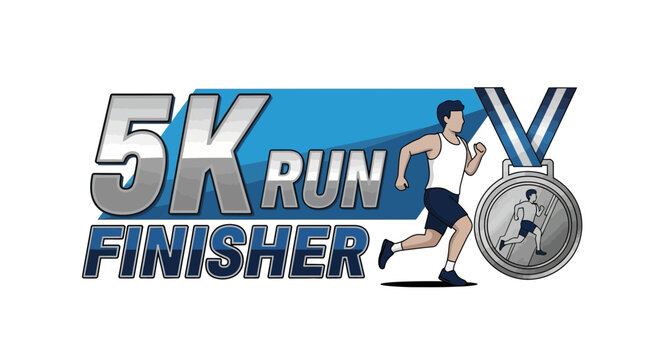5K Run Finisher: A Vibrant Illustration Celebrating Athletic Achievement and Endurance