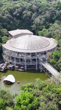 Curitiba Brazil. Wire Opera At Curitiba In Parana Brazil. Amphitheater Landscape. Touristic Attraction. Urban Park. Wire Opera At Curitiba In Parana Brazil. Forest Trees Scene.