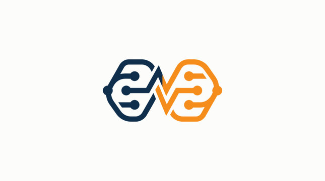 Abstract Geometric Logo Design with Circuitry and Tech Elements Representation