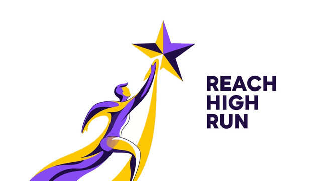 Abstract Illustration Of A Person Aiming For The Star Depicting Ambition In A Modern Approach