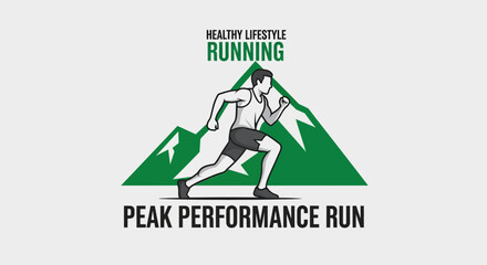 Obraz premium Achieve Peak Performance Running in Healthy Lifestyle Mountains