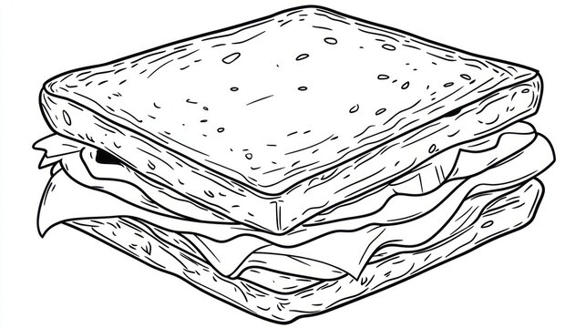 Monochrome sandwich illustration against white background