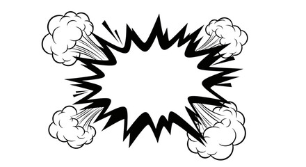 Dynamic Comic Explosion Speech Bubble with Smoke Effect, Pop Art Style on Isolated White Background © Koko