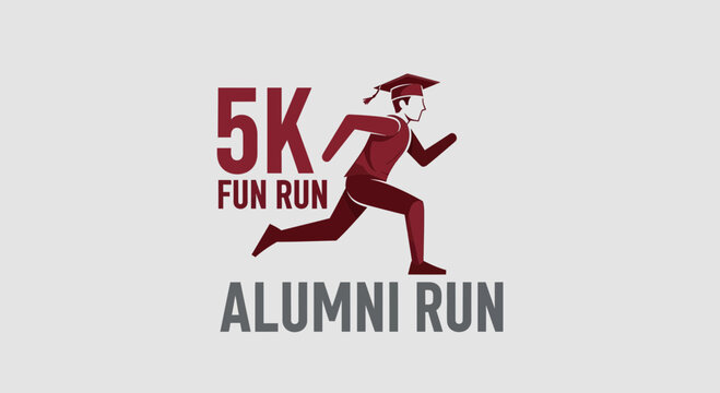 Alumni Run with a Graduate Icon Emphasizing the Joy of a 5k Fun Run Event
