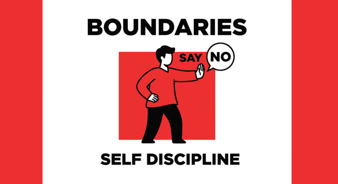 Asserting Boundaries: A Visual Depiction of Self-Discipline and Rejection in Red and Black